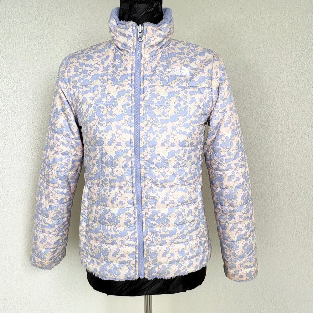 The‎ North Face Reversible Fleece Jacket, Girls M (10/12) Purple Floral
